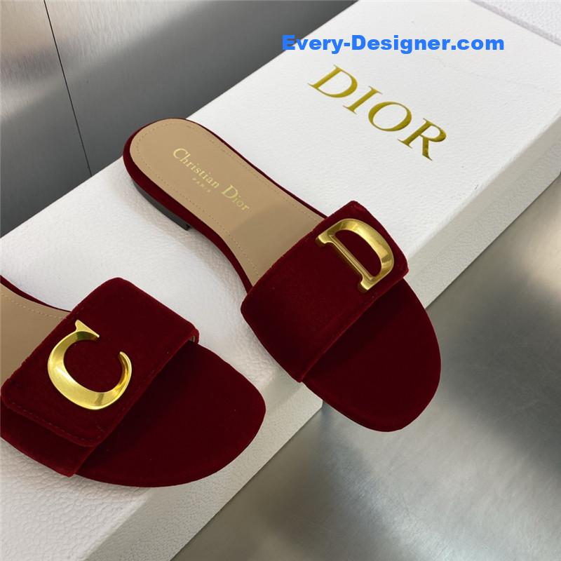 D10r cd letter logo metal buckle flat color block sandals