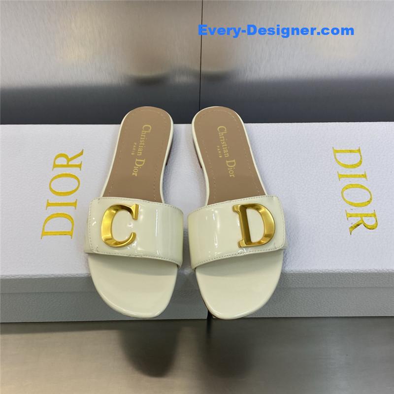 D10r cd letter logo metal buckle flat color block sandals