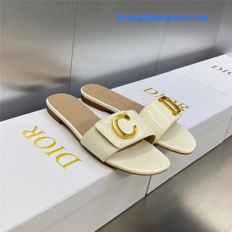D10r cd letter logo metal buckle flat color block sandals