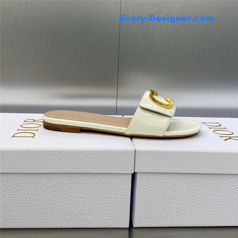 D10r cd letter logo metal buckle flat color block sandals