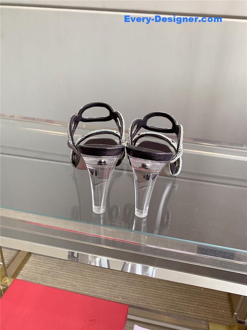 Va1e*ntin0 new crystal heel high-heeled slippers