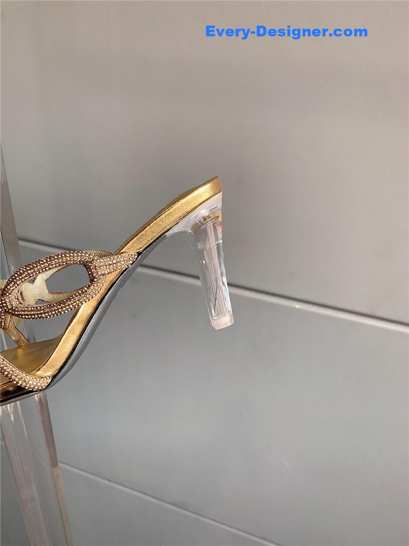 Va1e*ntin0 new crystal heel high-heeled slippers