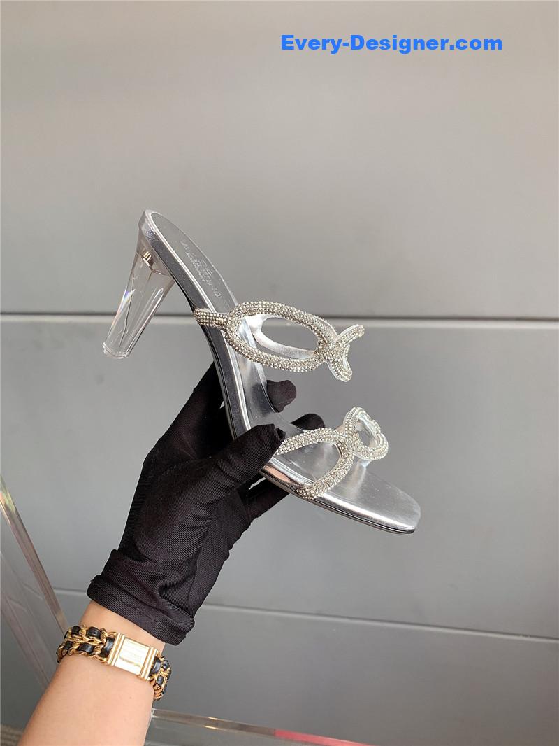 Va1e*ntin0 new crystal heel high-heeled slippers