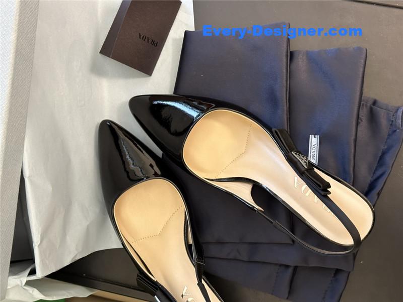 Pra*a paneled satin bow pumps