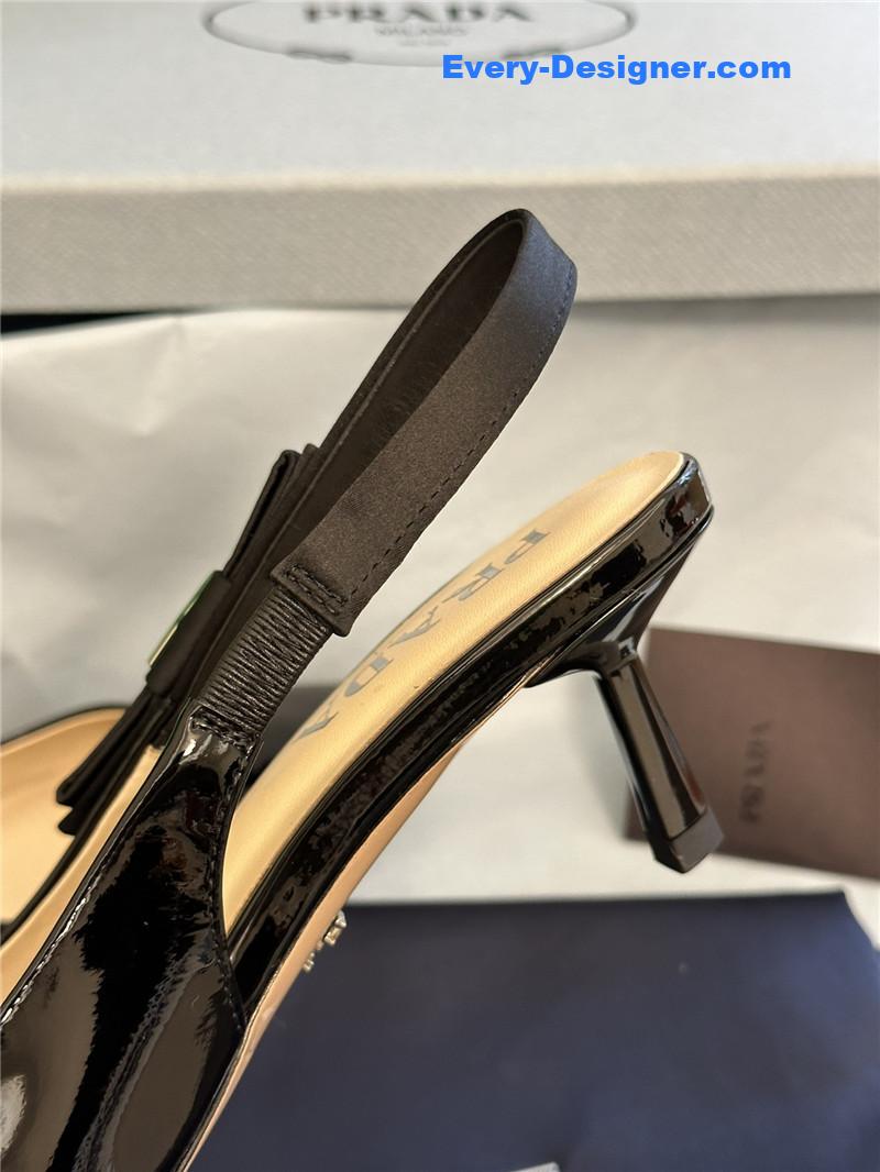 Pra*a paneled satin bow pumps