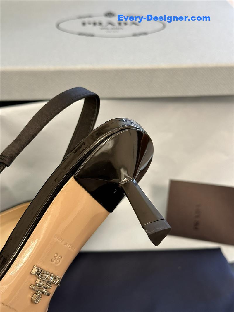 Pra*a paneled satin bow pumps