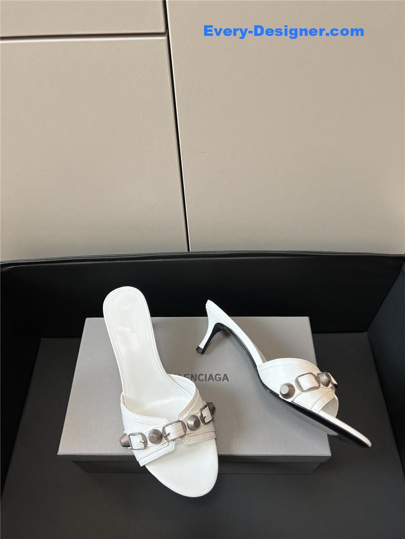 Ba1en*iaga silver stud buckle spice slippers