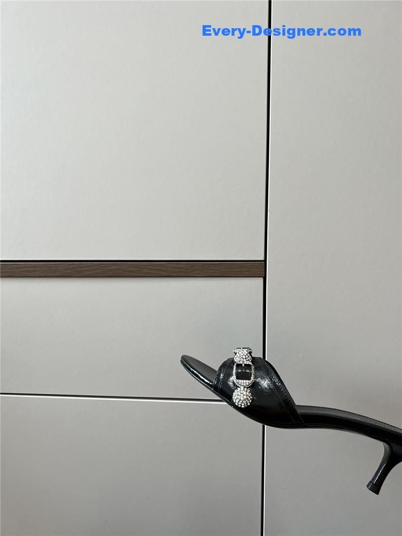 Ba1en*iaga silver stud buckle spice slippers