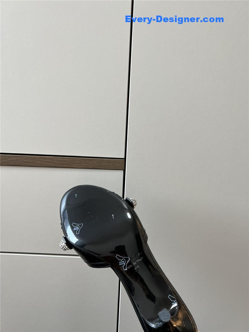 Ba1en*iaga silver stud buckle spice slippers