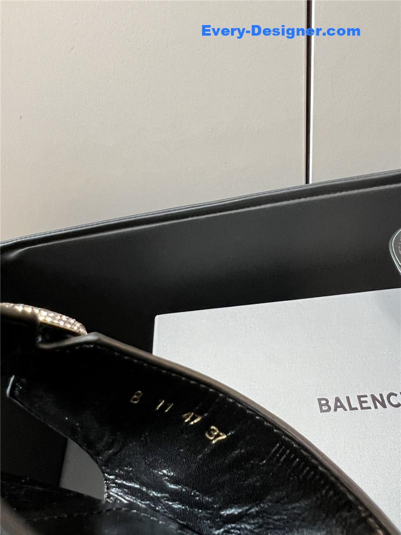 Ba1en*iaga silver stud buckle spice slippers