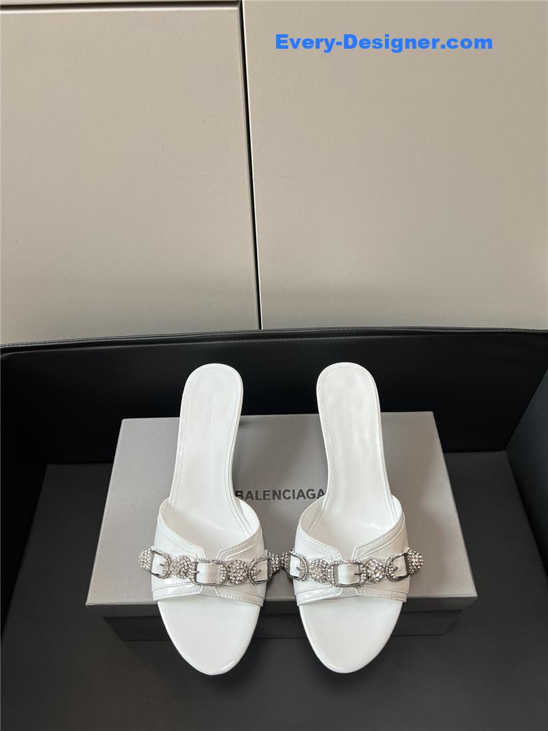 Ba1en*iaga silver stud buckle spice slippers