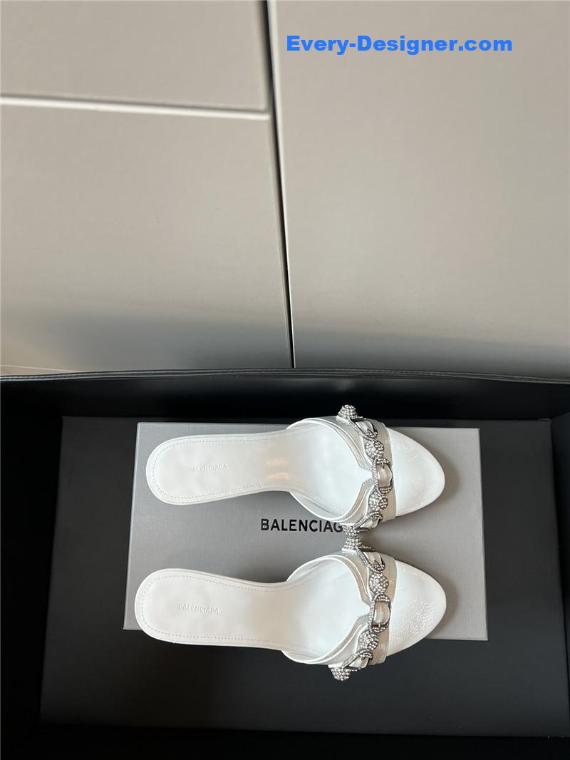 Ba1en*iaga silver stud buckle spice slippers