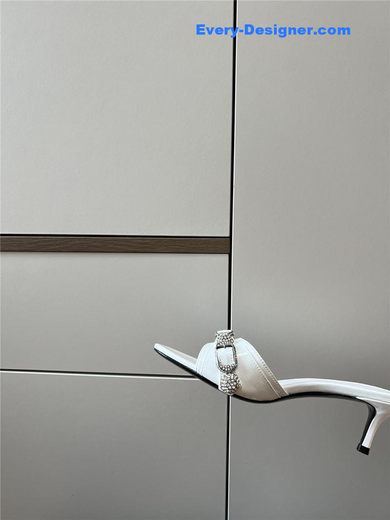 Ba1en*iaga silver stud buckle spice slippers