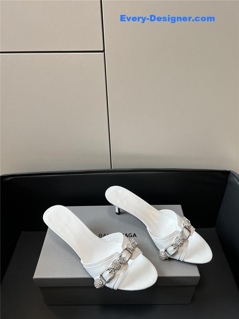 Ba1en*iaga silver stud buckle spice slippers