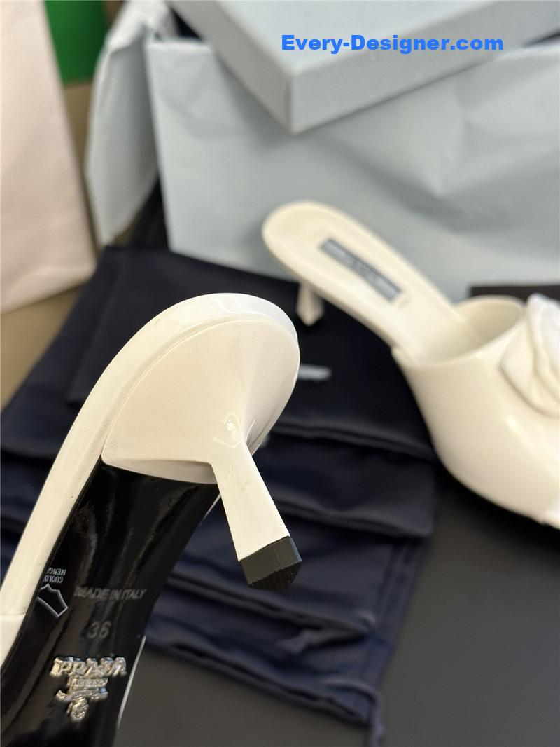 Pra*a satin floral high heel slides