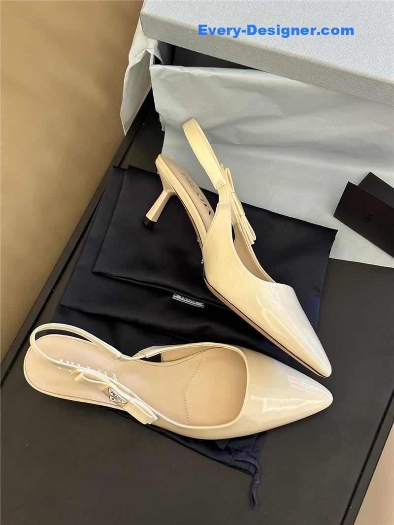 Pra*a paneled satin bow pumps