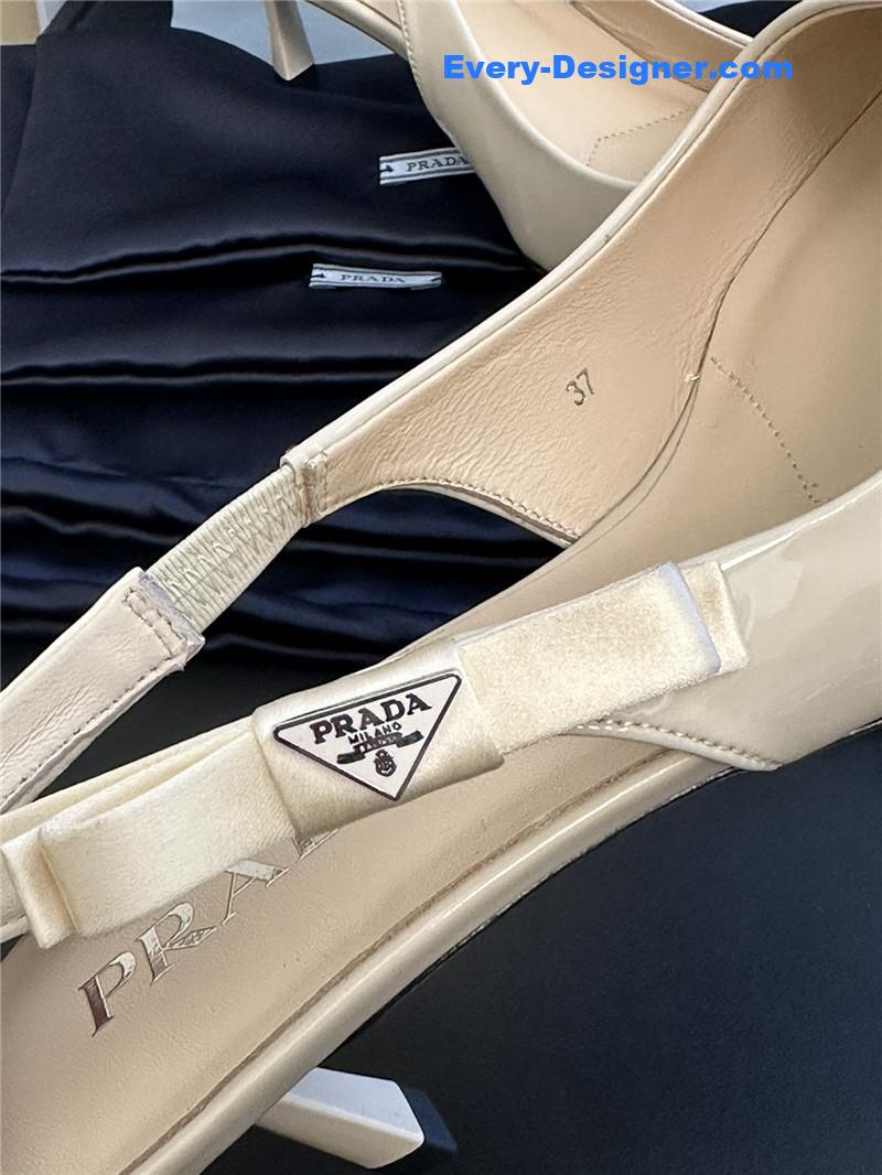 Pra*a paneled satin bow pumps