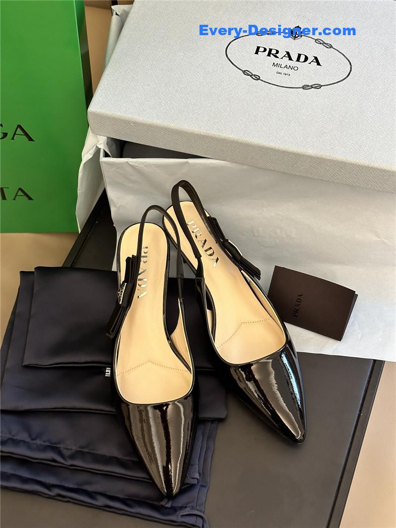 Pra*a paneled satin bow pumps