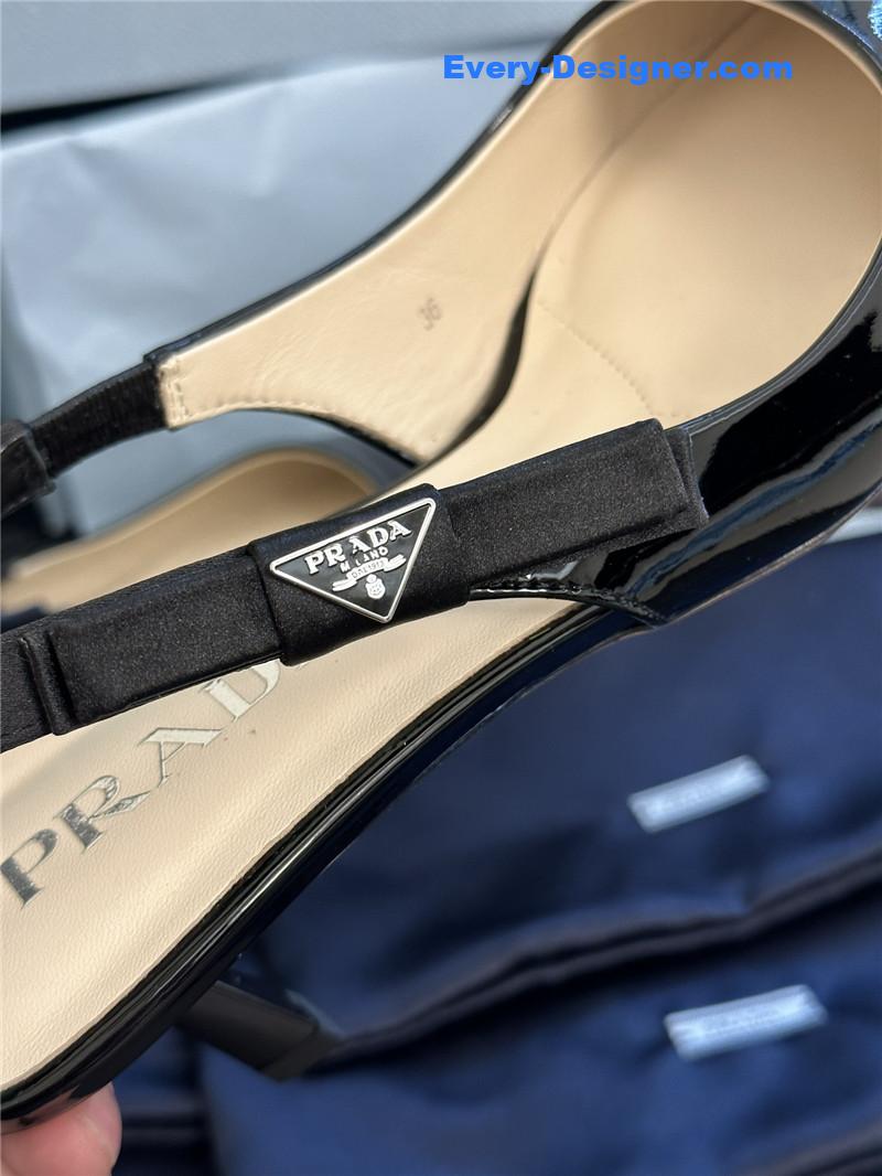 Pra*a paneled satin bow pumps