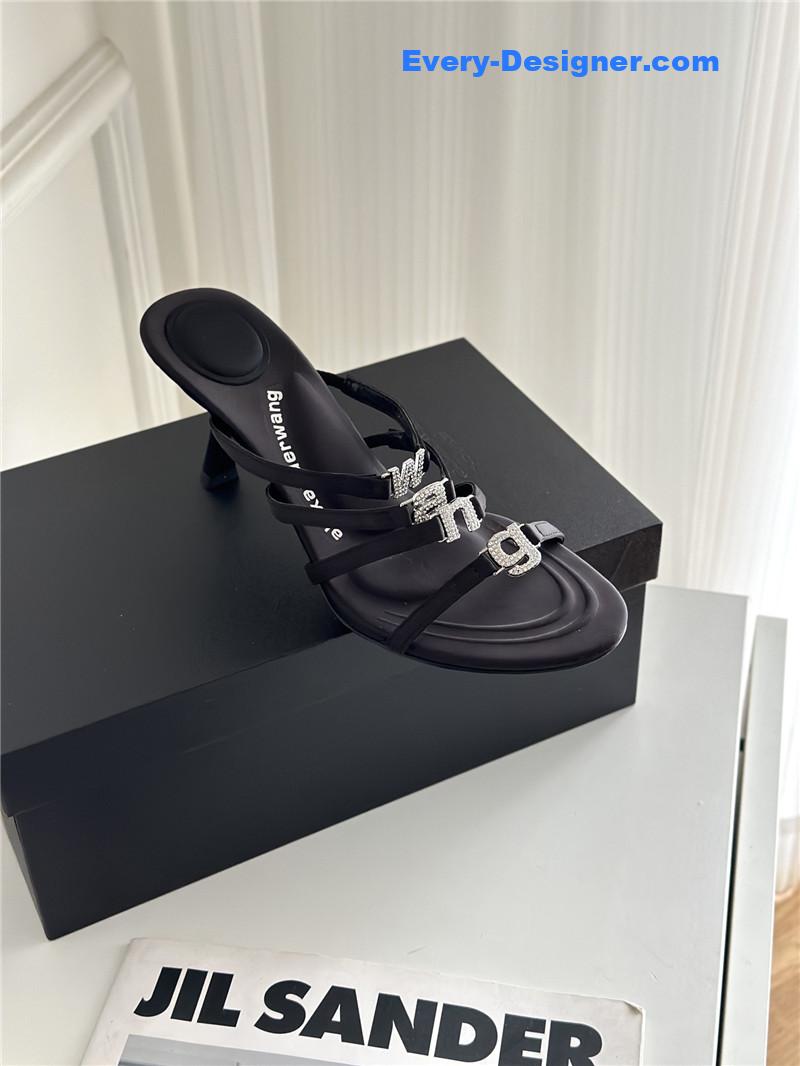 A1exa*der wang rhinestone letter high heel slippers