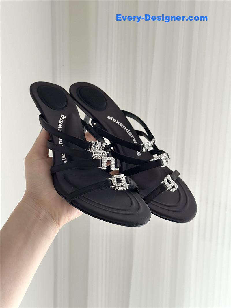 A1exa*der wang rhinestone letter high heel slippers