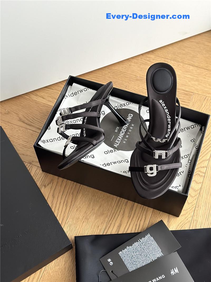 A1exa*der wang rhinestone letter high heel slippers