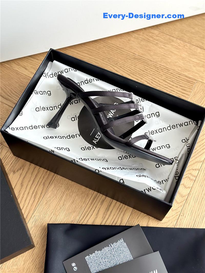 A1exa*der wang rhinestone letter high heel slippers