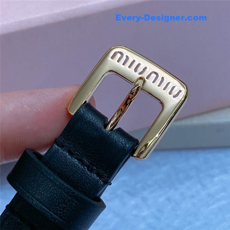 M1um1u metal perforated micro-logo leather belt