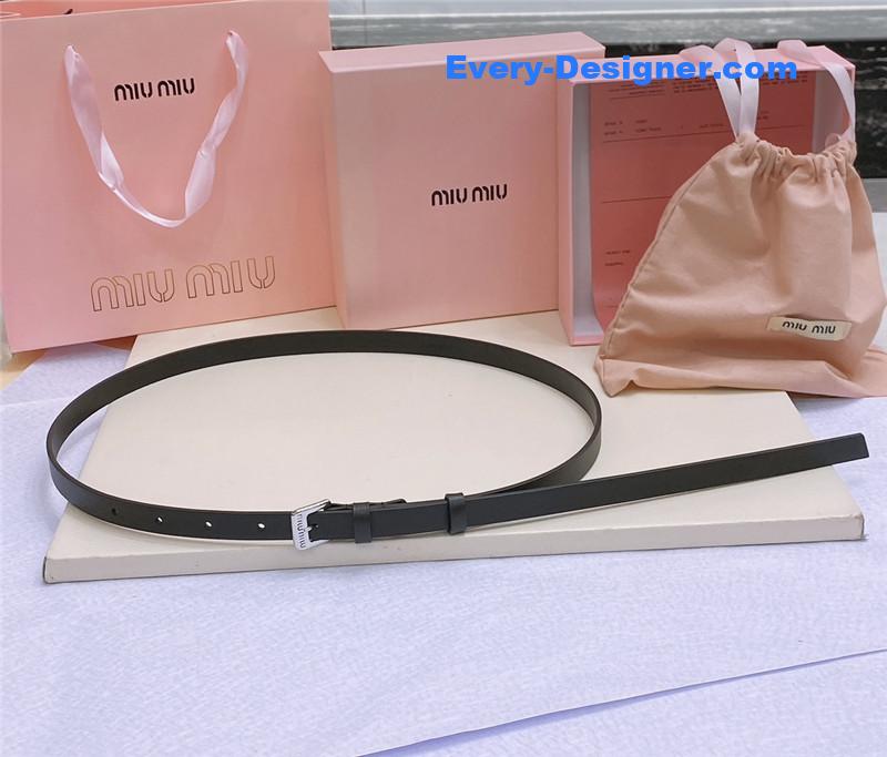 M1um1u metal perforated micro-logo leather belt