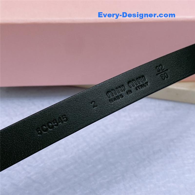 M1um1u metal perforated micro-logo leather belt