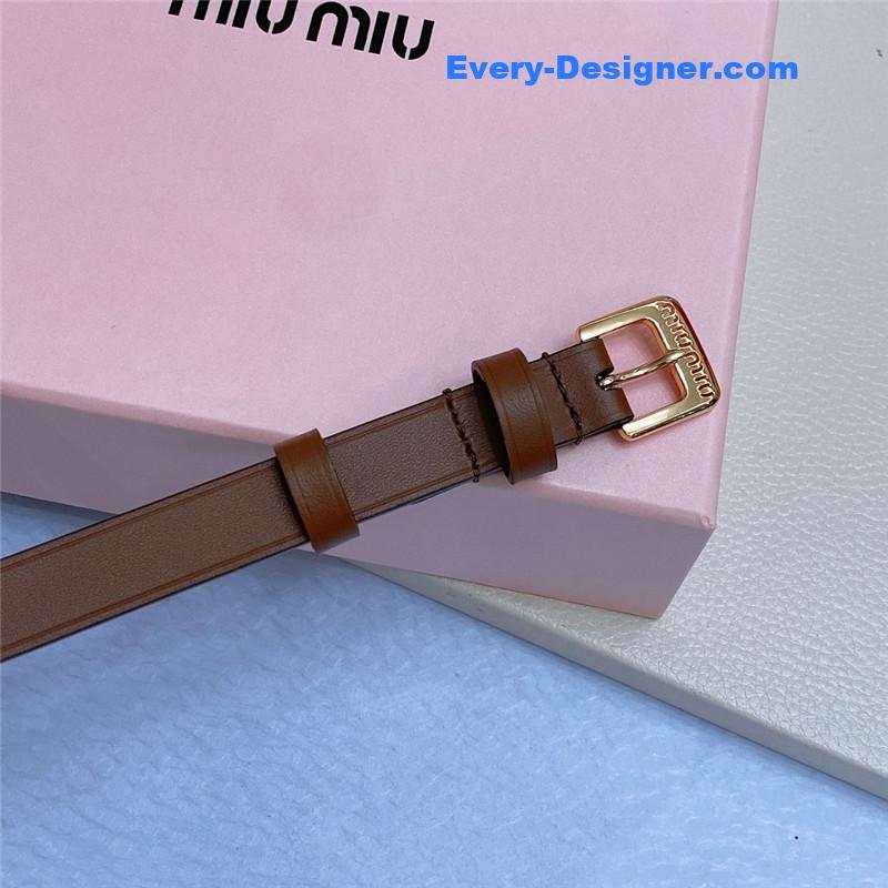 M1um1u metal perforated micro-logo leather belt