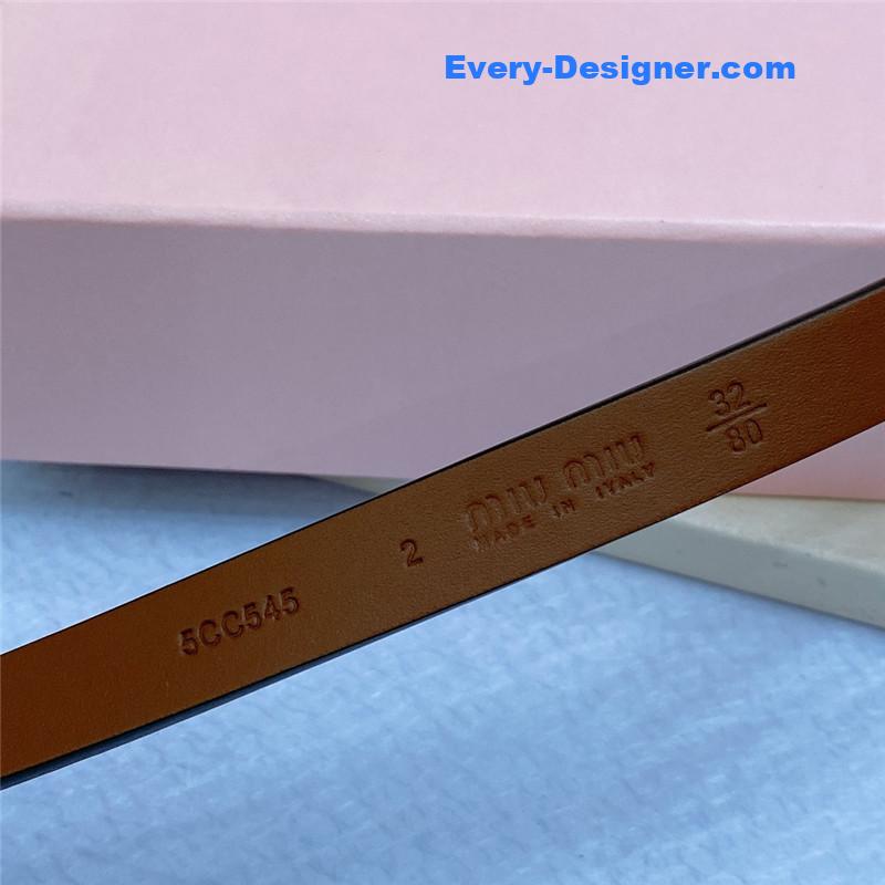 M1um1u metal perforated micro-logo leather belt
