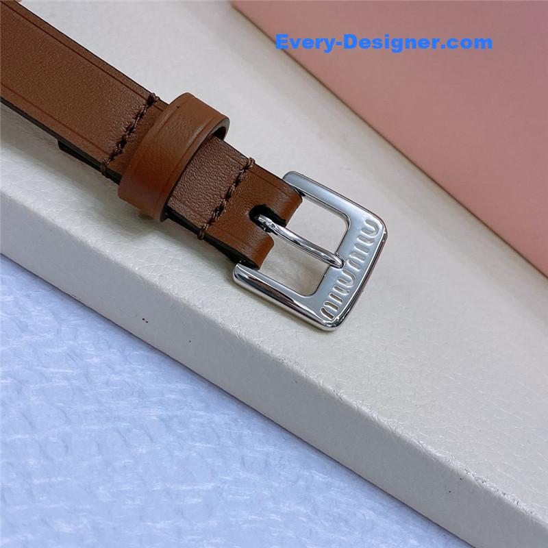 M1um1u metal perforated micro-logo leather belt