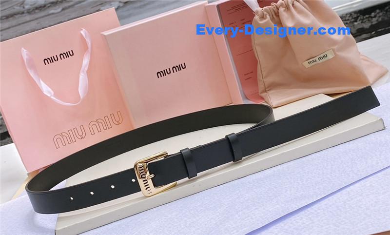 M1um1u metal perforated micro-logo leather belt