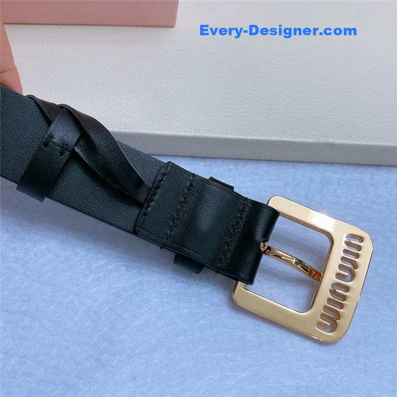 M1um1u metal perforated micro-logo leather belt