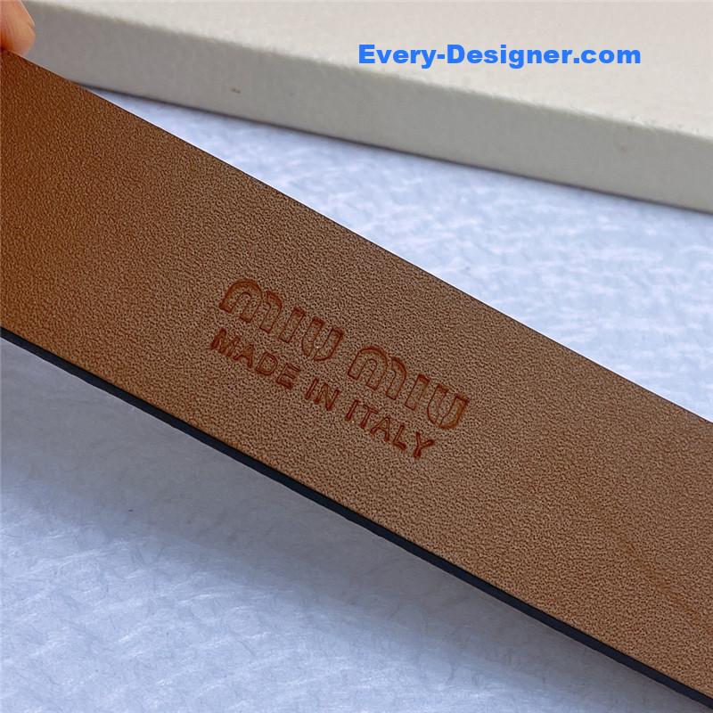 M1um1u metal perforated micro-logo leather belt