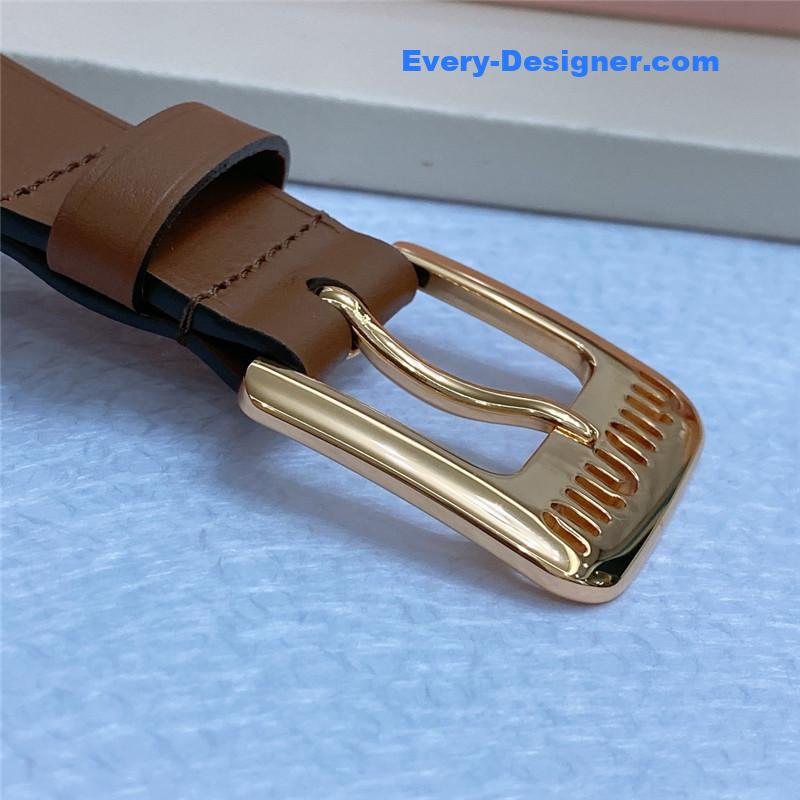 M1um1u metal perforated micro-logo leather belt