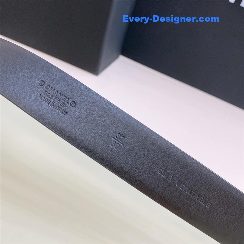 Ch**el black and white enamel double c logo belt