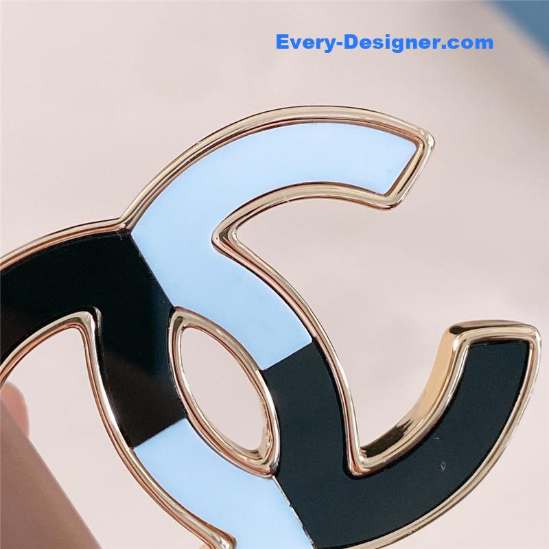 Ch**el black and white enamel double c logo belt