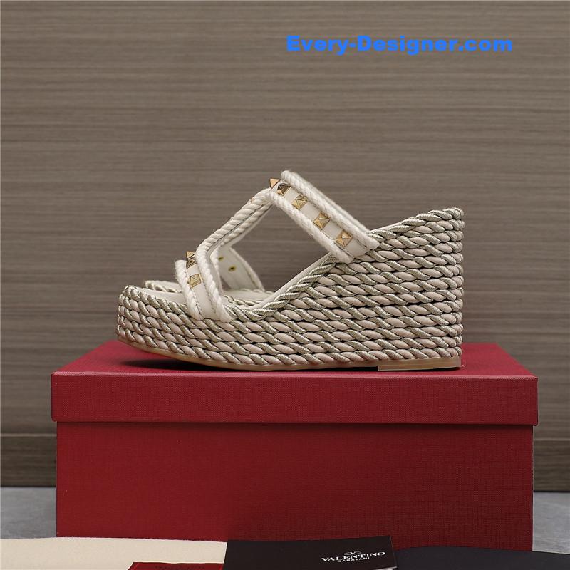 Va1e*ntin0 rope studded wedge sandals