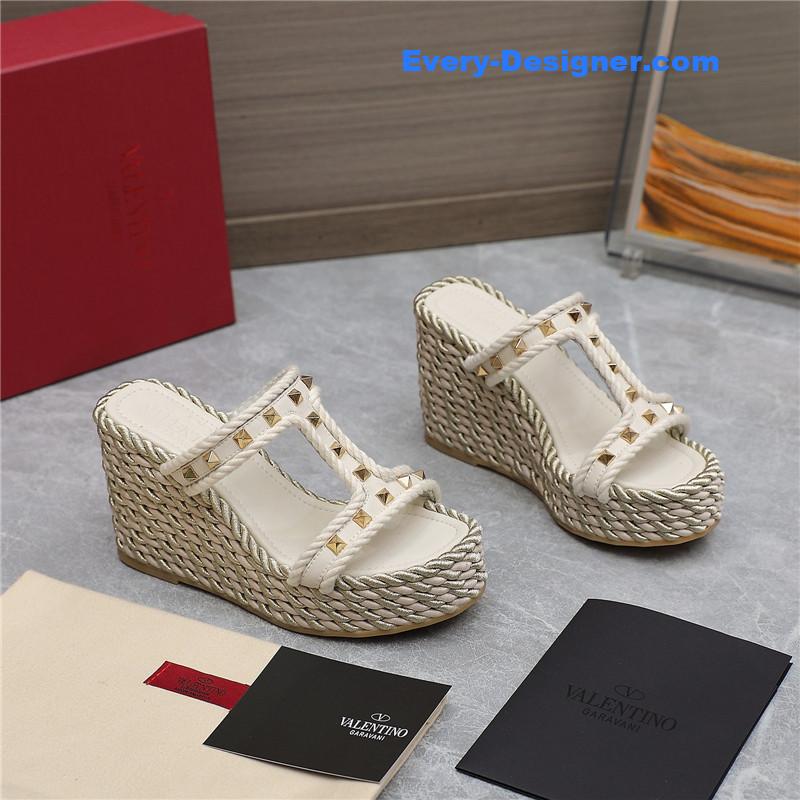 Va1e*ntin0 rope studded wedge sandals