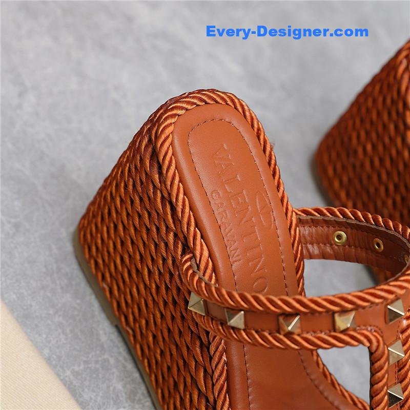 Va1e*ntin0 rope studded wedge sandals