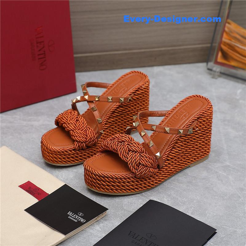 Va1e*ntin0 rope studded wedge sandals