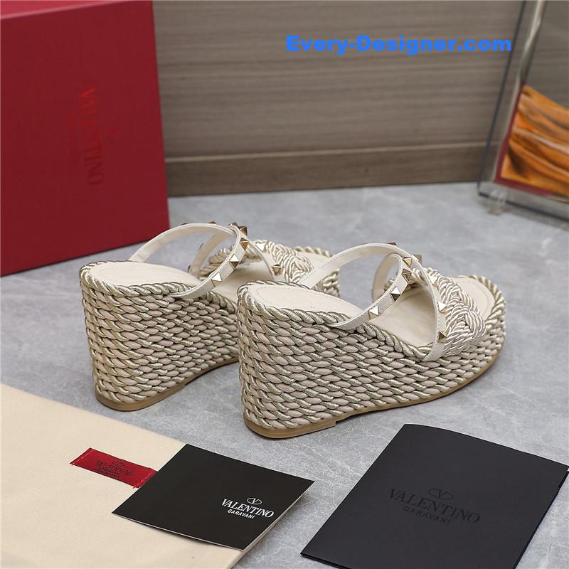 Va1e*ntin0 rope studded wedge sandals