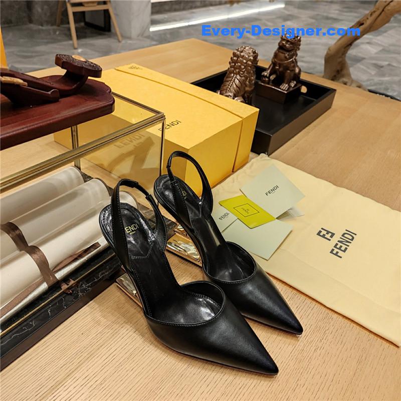 Fendi First Black Leather Slingback Pumps