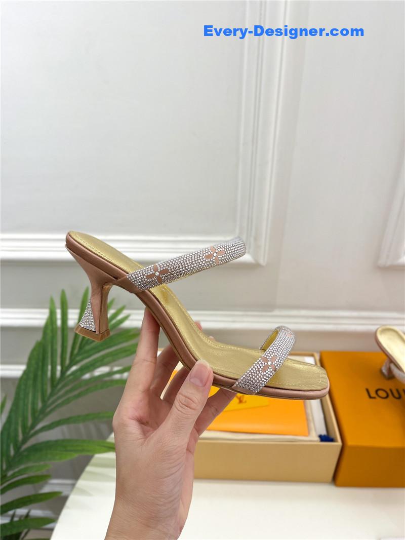 l0vis vvtt0n lv square toe hot D1am0nd high-heeled slippers