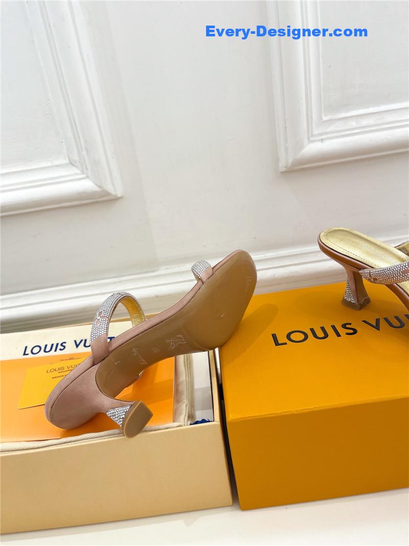l0vis vvtt0n lv square toe hot D1am0nd high-heeled slippers