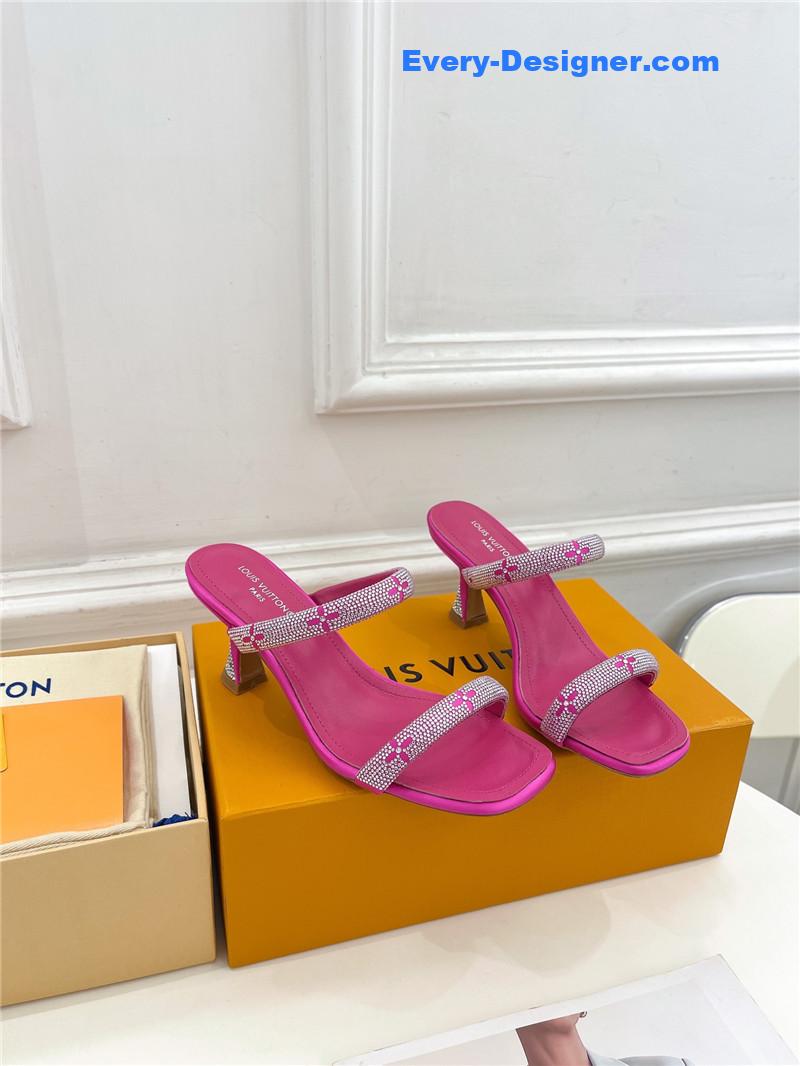 l0vis vvtt0n lv square toe hot D1am0nd high-heeled slippers