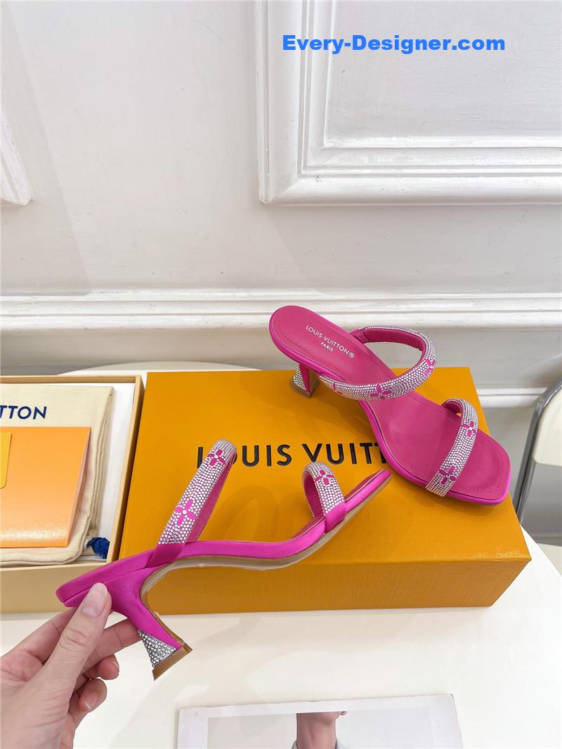 l0vis vvtt0n lv square toe hot D1am0nd high-heeled slippers