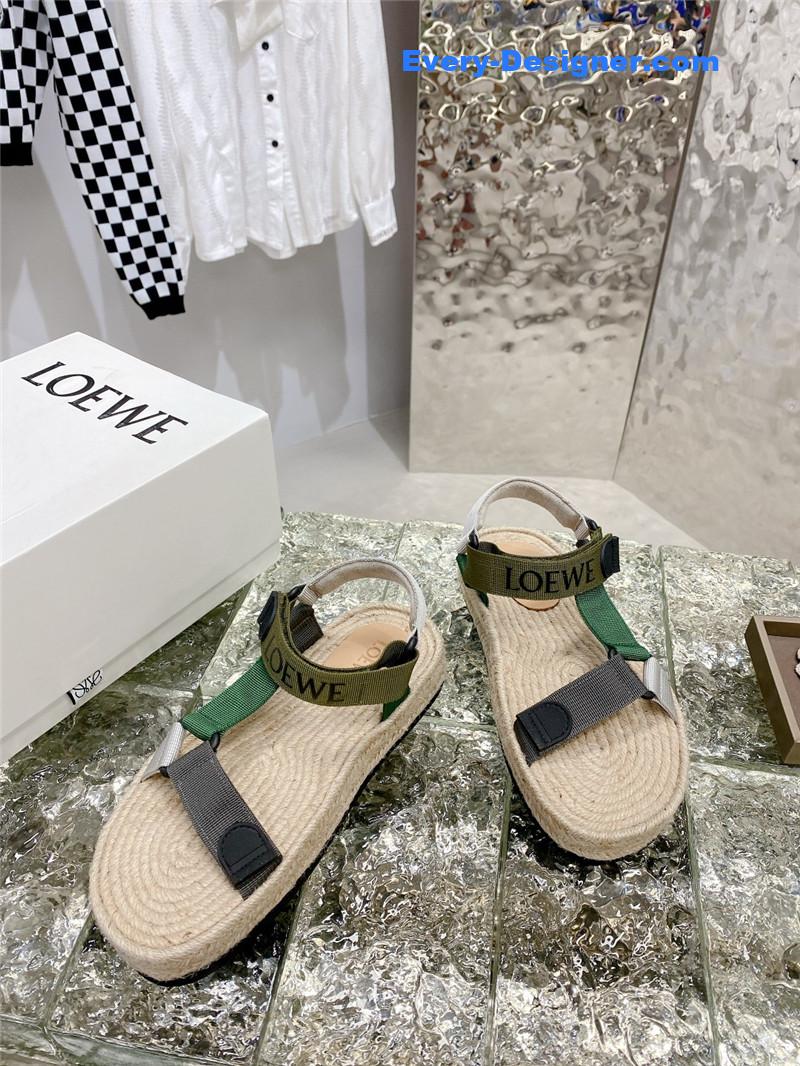 L0ew* new straw platform color block sandals